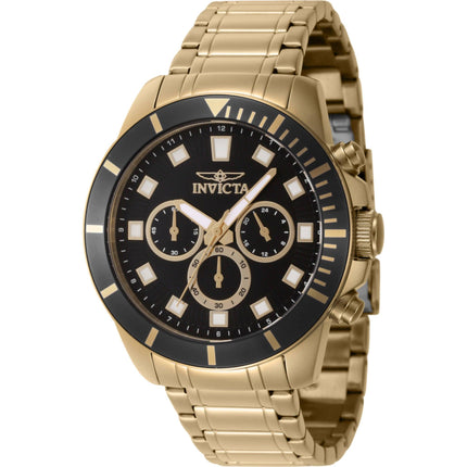 Invicta Men's Watch - Pro Diver Chronograph Black Dial Yellow Gold Bracelet | 46042 ,