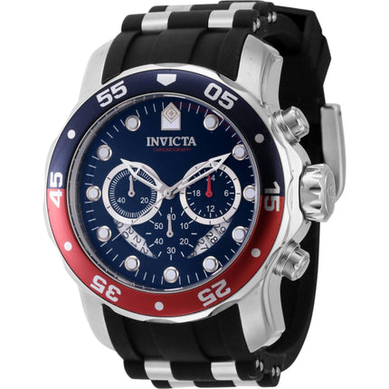 Invicta Men's Watch - Pro Diver Chronograph Blue Dial Silver and Black Strap | 44521 ,