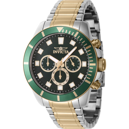 Invicta Men's Watch - Pro Diver Chronograph Green Dial Two Tone Steel Bracelet | 46048 ,