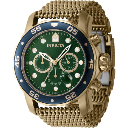 Invicta Men's Watch - Pro Diver Chronograph Green Dial Yellow Gold Bracelet | 47241 ,