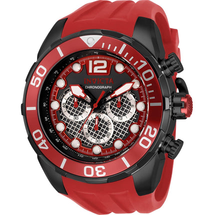 Invicta Men's Watch - Pro Diver Chronograph Red and Black Dial Rubber Strap | 33821 ,