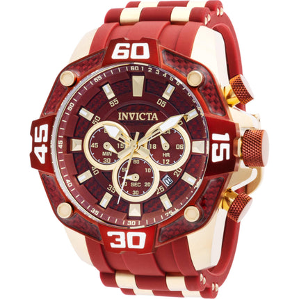 Invicta Men's Watch - Pro Diver Chronograph Red and Gold Tone Dial Strap | 40862 ,