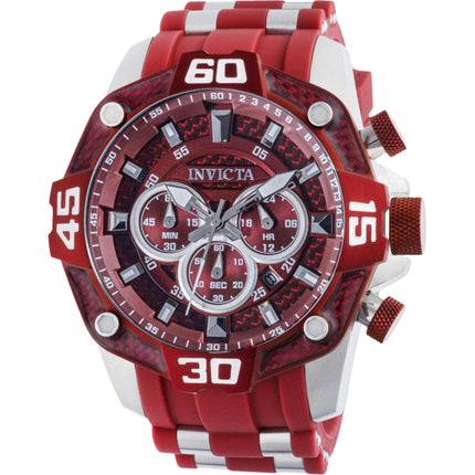Invicta Men's Watch - Pro Diver Chronograph Silver Tone and Red Dial Strap | 40859 ,