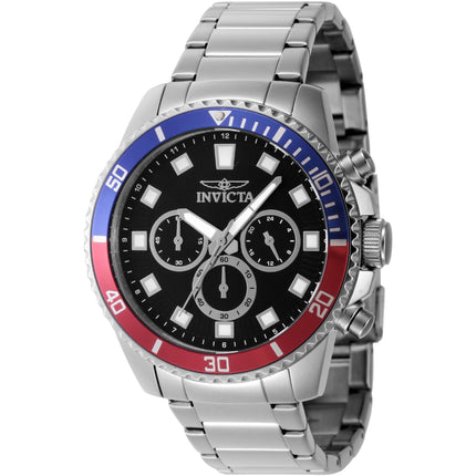 Invicta Men's Watch - Pro Diver Quartz Black Dial Silver Tone Bracelet | 46053 ,