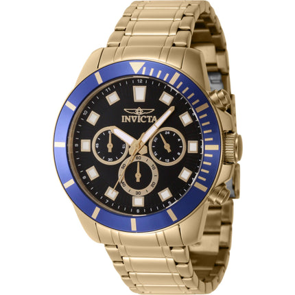 Invicta Men's Watch - Pro Diver Quartz Chrono Black Dial Yellow Gold Steel | 46044 ,