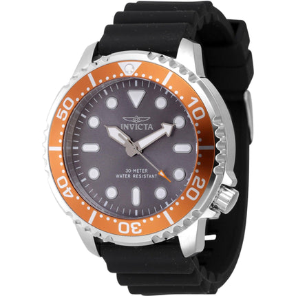 Invicta Men's Watch - Pro Diver Rotating Bezel Grey Dial Black Rubber Strap | 47224 ,