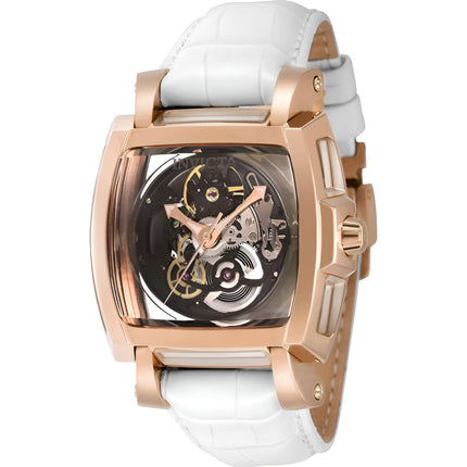 Invicta Men's Watch - Reserve Sapphire Ghost Skeleton Dial White Leather Strap | 40468 ,