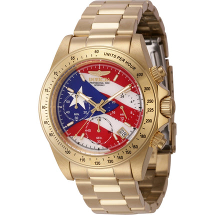 Invicta Men's Watch - Speedway Red, White, Blue Dial Yellow Gold Bracelet | 46112 ,