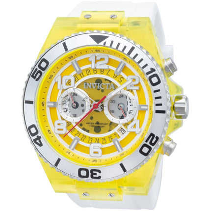 Invicta Men's Watch - Speedway Yellow and Silver Dial White Strap Quartz | 44376 ,