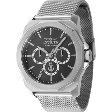 Invicta Unisex Quartz Watch - Ocean Voyage Gunmetal Dial Silver Tone Bracelet | 46250 ,