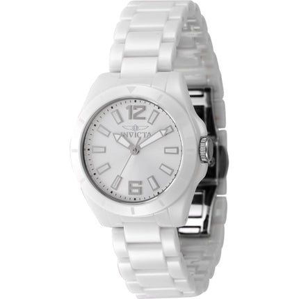 Invicta Women's Quartz Watch - Ceramics Silver Tone Brass Dial White Bracelet | 47334 ,