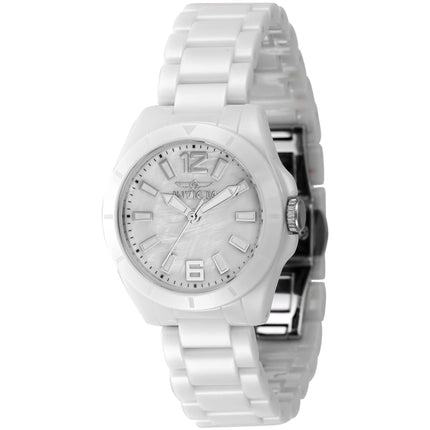 Invicta Women's Quartz Watch - Ceramics Silver Tone MOP Dial White Bracelet | 47314 ,