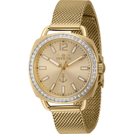 Invicta Women's Quartz Watch - Ocean Voyage Crystal Bezel Gold Tone Dial | 46293 ,