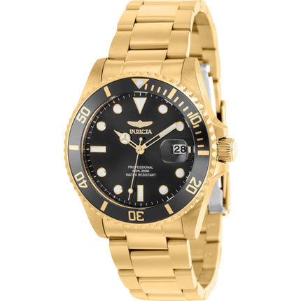 Invicta Women's Watch - Pro Diver Black Dial Yellow Gold Steel Bracelet Dive | 37154 ,