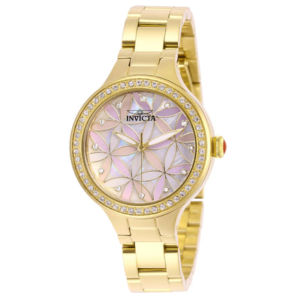 Invicta Women's Watch - Wildflower Quartz Yellow Gold Steel Bracelet Crystal | 28822 ,
