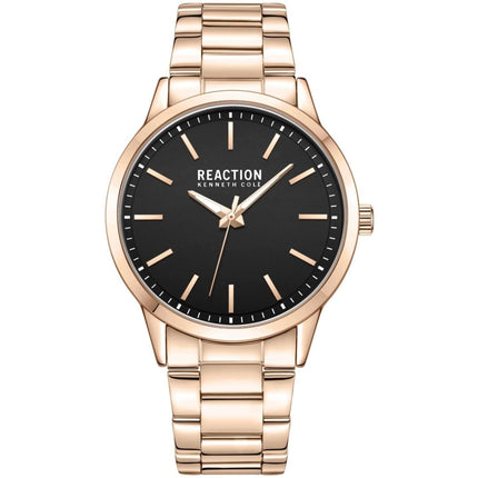 Kenneth Cole Reaction Unisex Watch - Quartz Black Dial Rose Gold Case | KRWGG7000405 ,