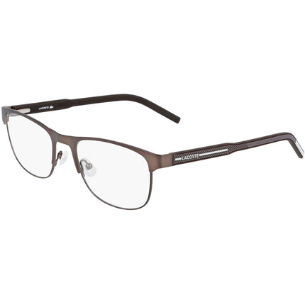 Lacoste Unisex Eyeglasses - Brown Matte Metal Rectangular Half Rim Frame | 2270 210 ,