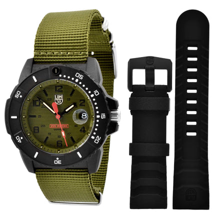 Luminox Men's Quartz Watch - Navy Seal 3600 Series Green Dial Strap Dive | 3617.SET ,