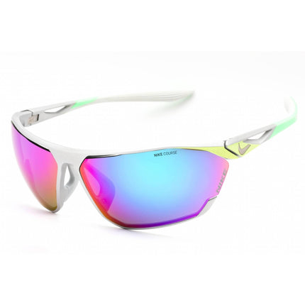 Nike Men's Sunglasses - Brushed Silver Plastic Sport Wraparound Frame | DC3407 011 ,