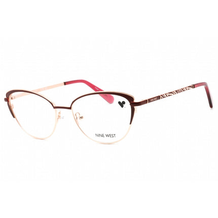 Nine West Women's Eyeglasses - Burgundy/Rose Gold Metal Cat Eye Frame | NW1104 602 ,