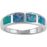 Opalata Women's Blue Green Fire Opal Squares Ring - W-1563 ,