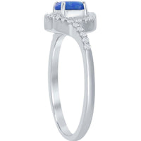Opalata Women's Blue Inlay Opal CZ Border Ring - W-1853 ,