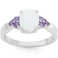 Opalata Women's White Opal and Amethyst CZ Ring - W-1505 ,