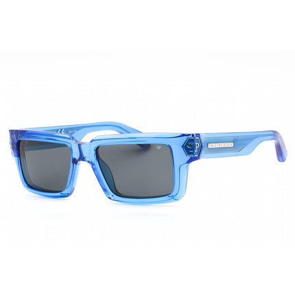 Philipp Plein Men's Sunglasses - Shiny Transparent Blue Frame Grey Lens | SPP044M 0AGQ ,