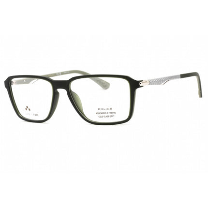 Police Men's Eyeglasses - Semi Matte Dark Green Full Rim Square Frame | VPLF05M 0B81 ,