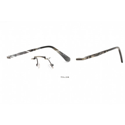 Police Men's Eyeglasses - Shiny Antique Pewter Metal Oval Full Rim Frame | VPLF83 0K20 ,
