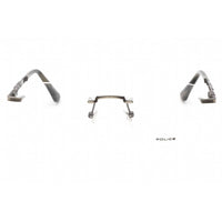 Police Men's Eyeglasses - Shiny Antique Pewter Metal Oval Full Rim Frame | VPLF83 0K20 ,