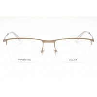 Police Men's Eyeglasses - Shiny Camel Metal Rectangular Full Rim Frame | VPLG75 08M2 ,