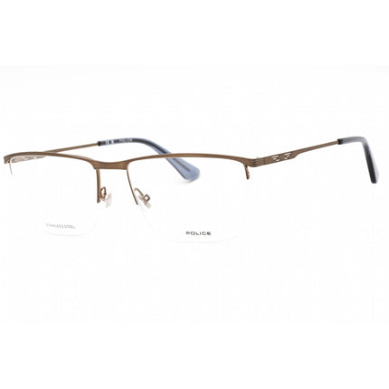 Police Men's Eyeglasses - Shiny Glossed Bronze Metal Rectangular Frame | VPLG75 0F68 ,
