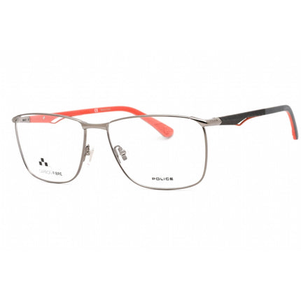 Police Men's Eyeglasses - Shiny Gunmetal Metal Square Frame Clear Lens | VPLF06 0509 ,