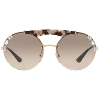 Prada Women's Sunglasses - Gold/Opal Metal Half Rim Frame Brown Lens | 0PR 53US C3O3D0 ,