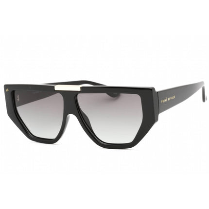 Prive Revaux Women's Sunglasses - Grey Gradient Lens Rectangular | Nikki Caviar Black ,
