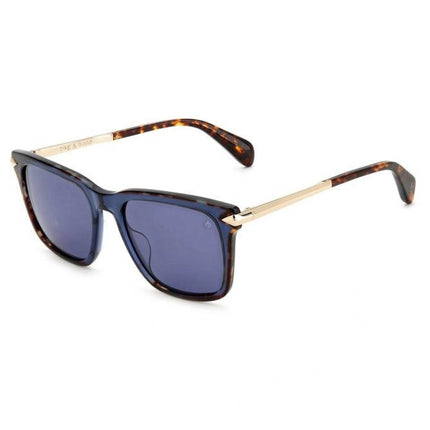 Rag and Bone Men's Sunglasses - Blue Havana Square Frame Blue Lens | RNB5044/S 0JBW ,