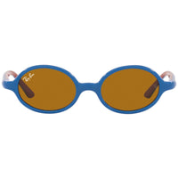 Ray Ban Unisex Sunglasses - Blue On Rubber Red Oval Frame Brown Lens | 0RJ9145S 7084 ,