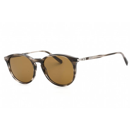 Salvatore Ferragamo Men's Sunglasses - Striped Grey/Brown Full Rim Round | SF911S 003 ,