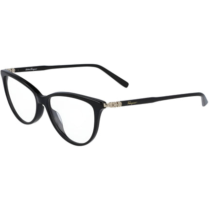 Salvatore Ferragamo Unisex Eyeglasses - Black Acetate Full Rim Cat Eye | SF2870 001 ,