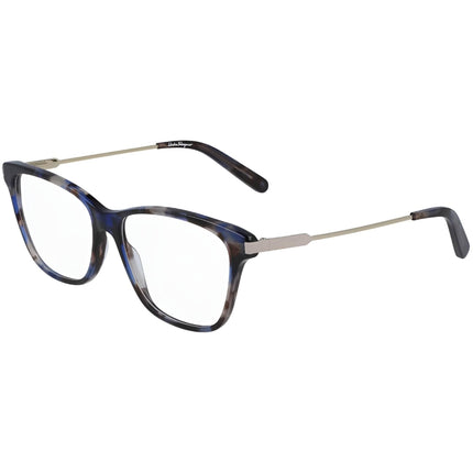 Salvatore Ferragamo Unisex Eyeglasses - Blue Havana Rectangular Frame | SF2851 417 ,