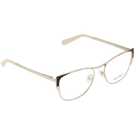 Salvatore Ferragamo Women's Eyeglasses - Gold And Ivory Rectangular Frame | 2163 721 ,