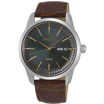 Seiko Men's Watch - Conceptual Dark Green Dial Brown Genuine Leather Strap | SNE529 ,