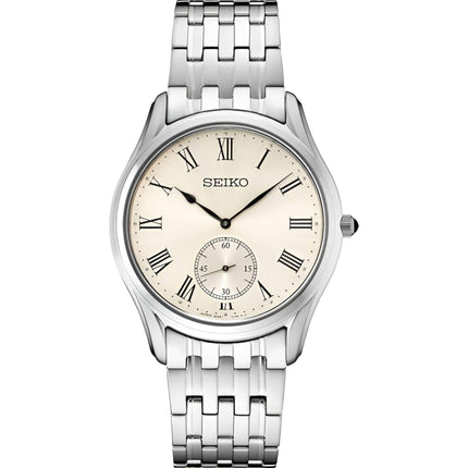 Seiko Men's Watch - Essentials Ivory Dial Silver Stainless Steel Bracelet | SRK047 ,