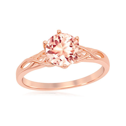 Sterling Silver 6-Prong 7mm Round Morganite CZ Ring - W-1938 ,