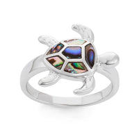Sterling Silver Abalone Turtle Ring - W-1503 ,