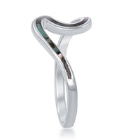 Sterling Silver Abalone Wave Design Ring - W-1888 ,