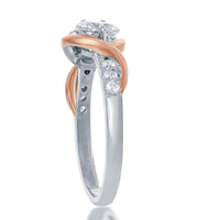 Sterling Silver and Rose GP Us2gether Two-Stone CZ Ring - W-1695 ,