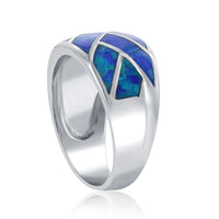 Sterling Silver Blue Inlay Opal Ring ,