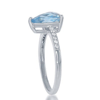 Sterling Silver Blue Topaz Teardrop Ring - W-1357 ,